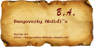 Benyovszky Abdiás névjegykártya